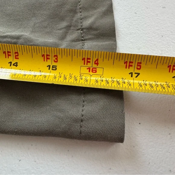 NWT GNW‎ Olive Green Wide Leg Culottes Flowy Tie Front Crops With Elastic Waist - Picture 7 of 12